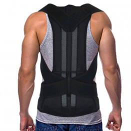 Adjustable Black Back Posture Corrector Shoulder Lumbar Spine Brace Support Belt Health Care for Men Women Unisex #288357